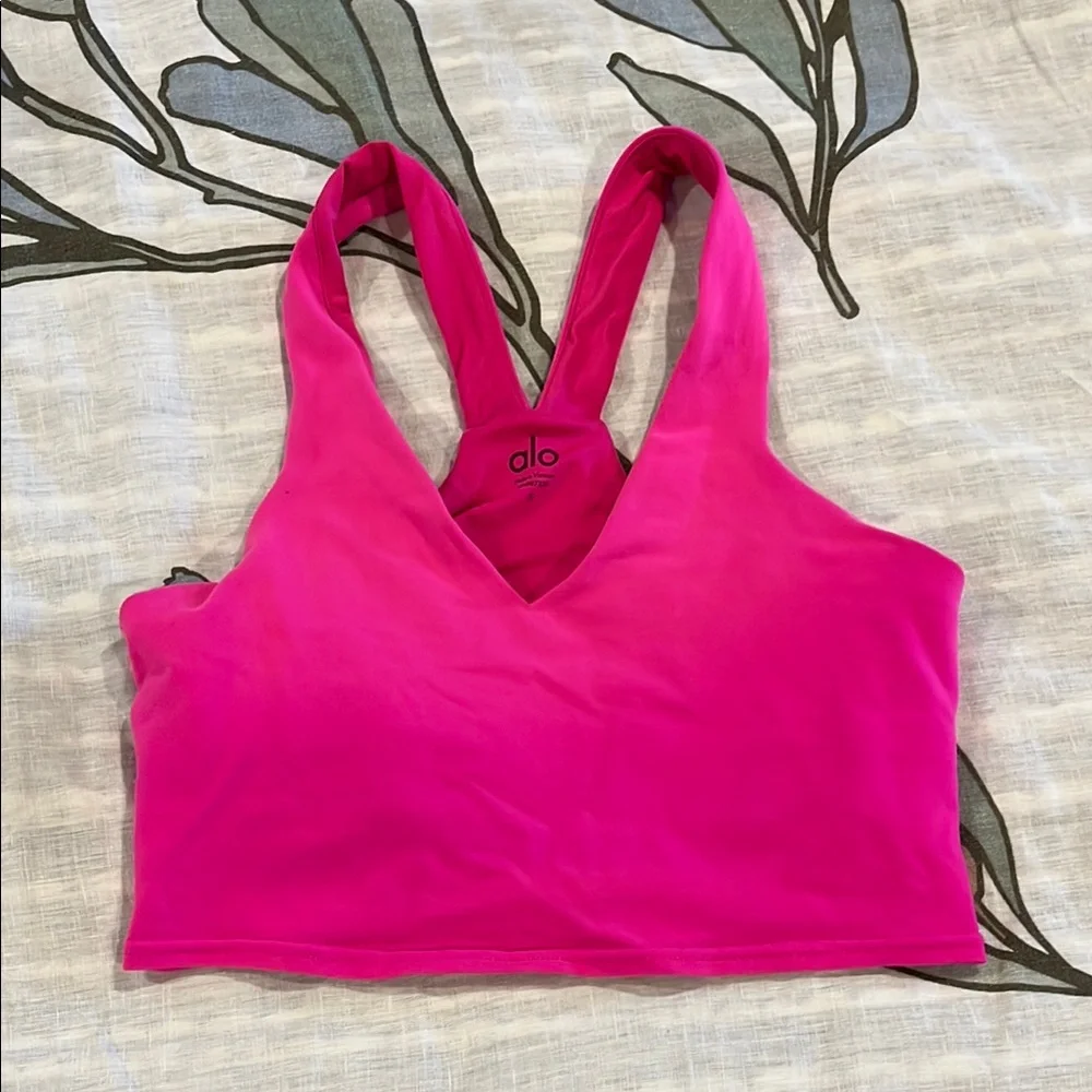 Alo Women’s Hot Pink V-Neck Sports Bralette Real Tank